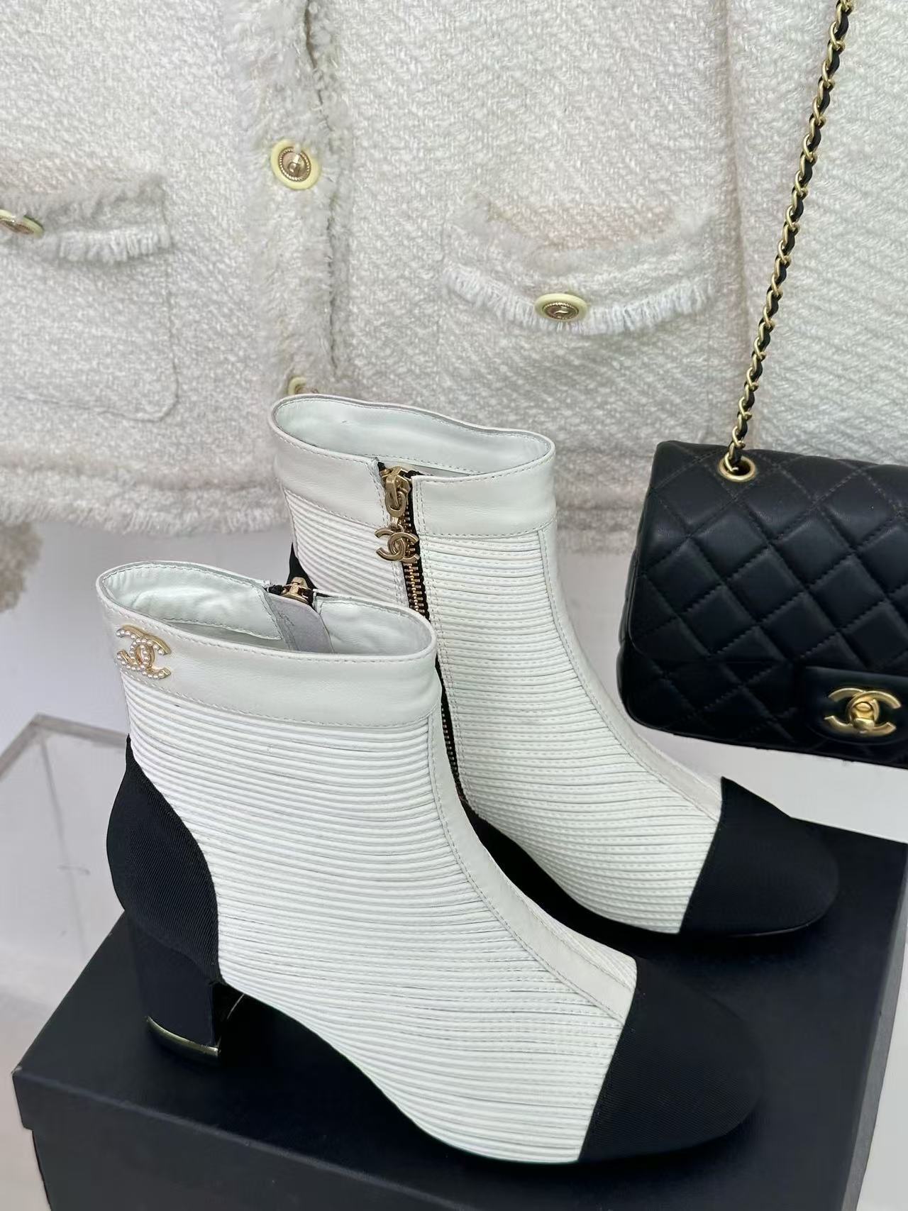 CHANE1 高品質ステッチプリーツ太ヒールショートブーツ【50％割引+送料無料】