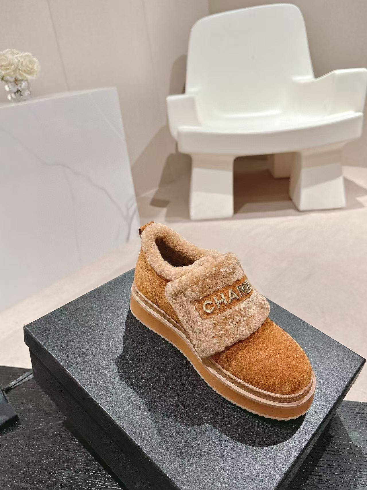 CHANE1 上質ラムウール厚底シューズ【50％割引+送料無料】
