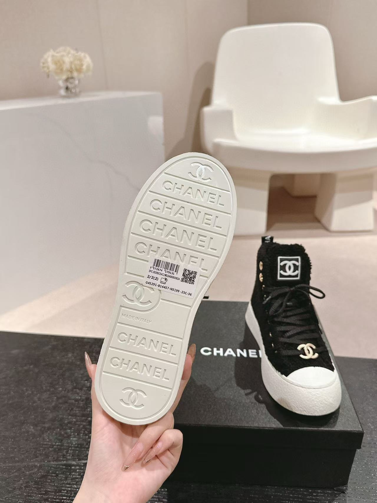 CHANE1 高品質ラムウール ハイカットシューズ【50％割引+送料無料】