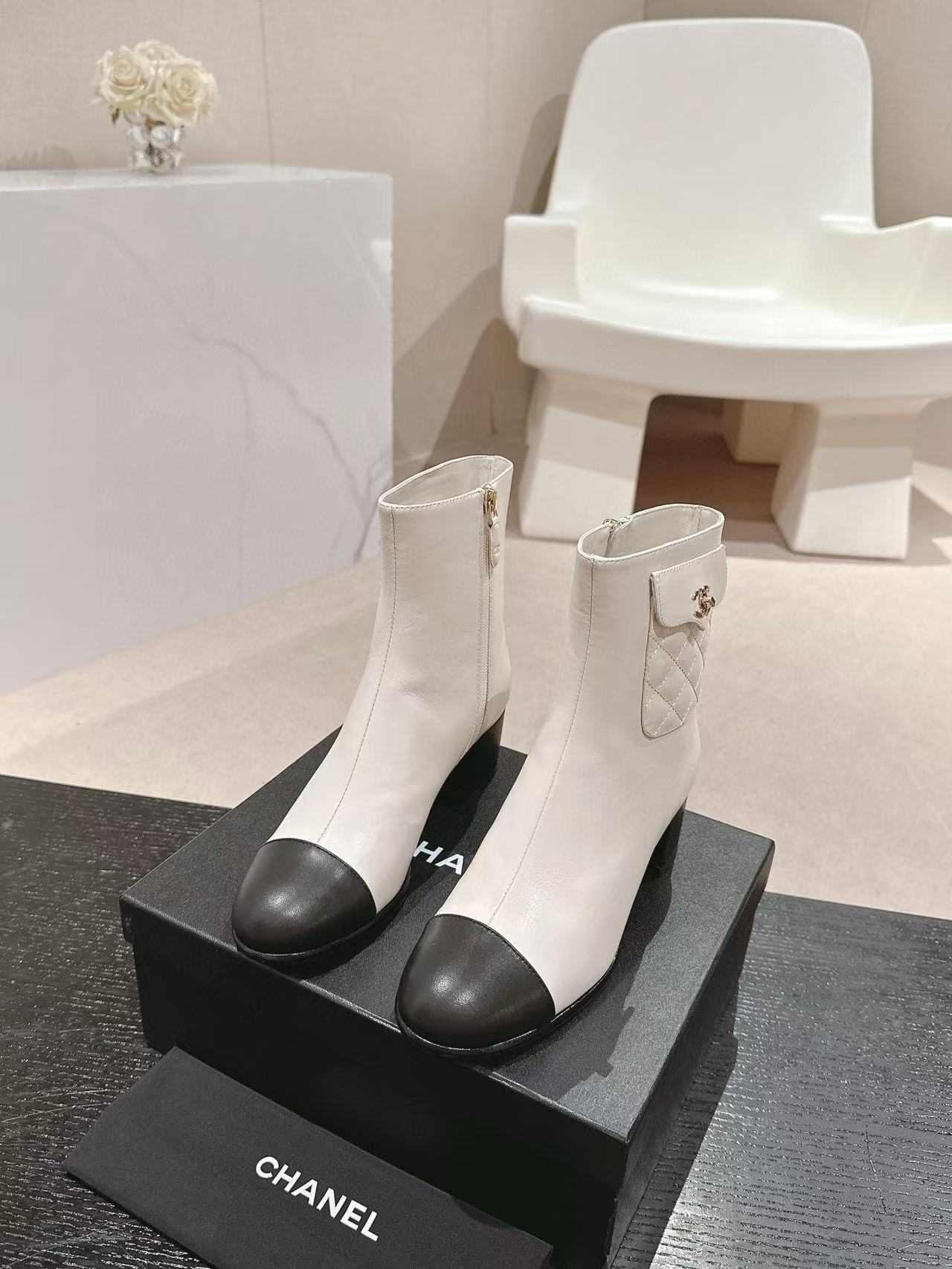 CHANE1 高品質 24B 牛革ローヒールブーツ【50％割引+送料無料】