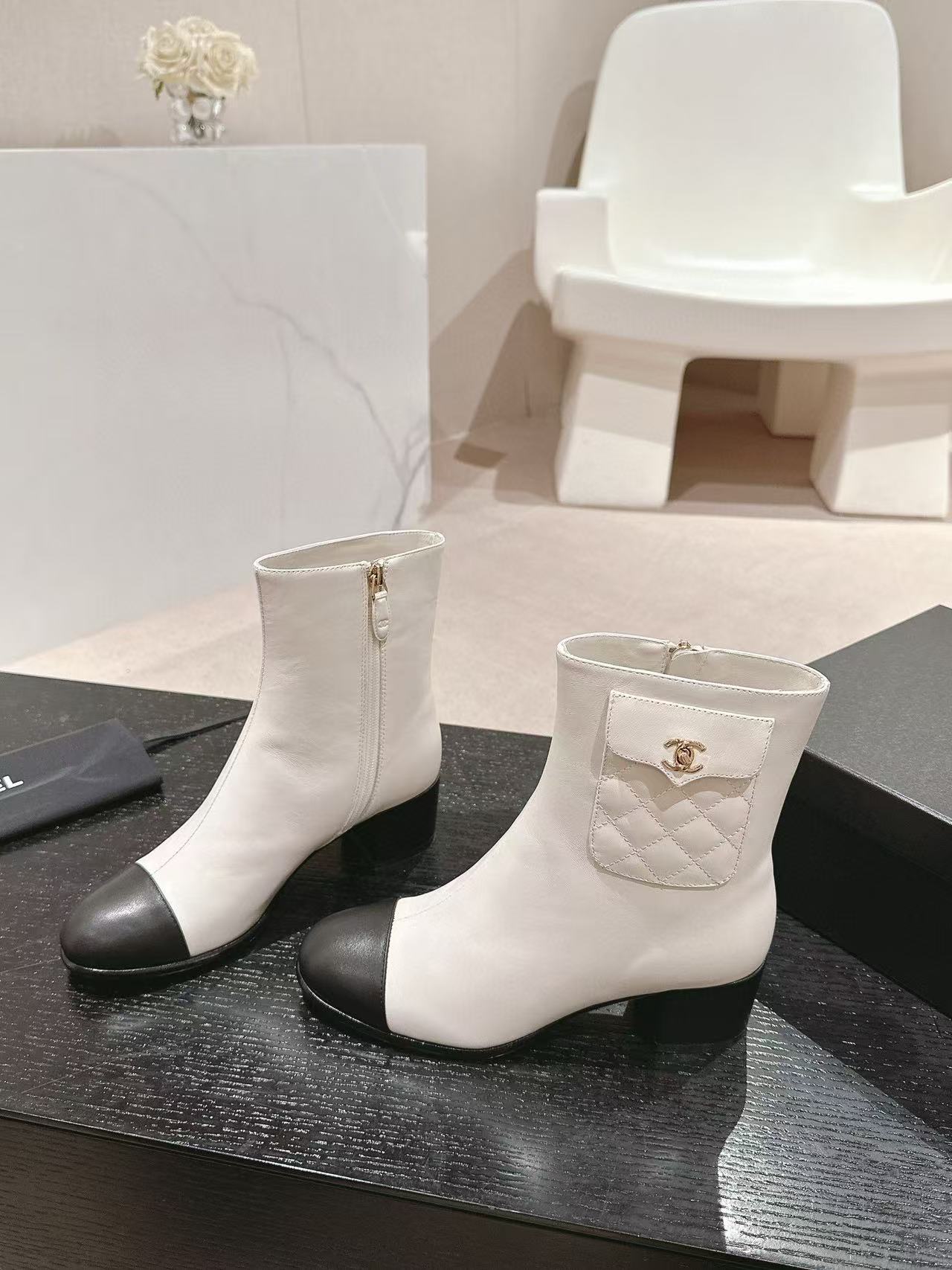 CHANE1 高品質 24B 牛革ローヒールブーツ【50％割引+送料無料】