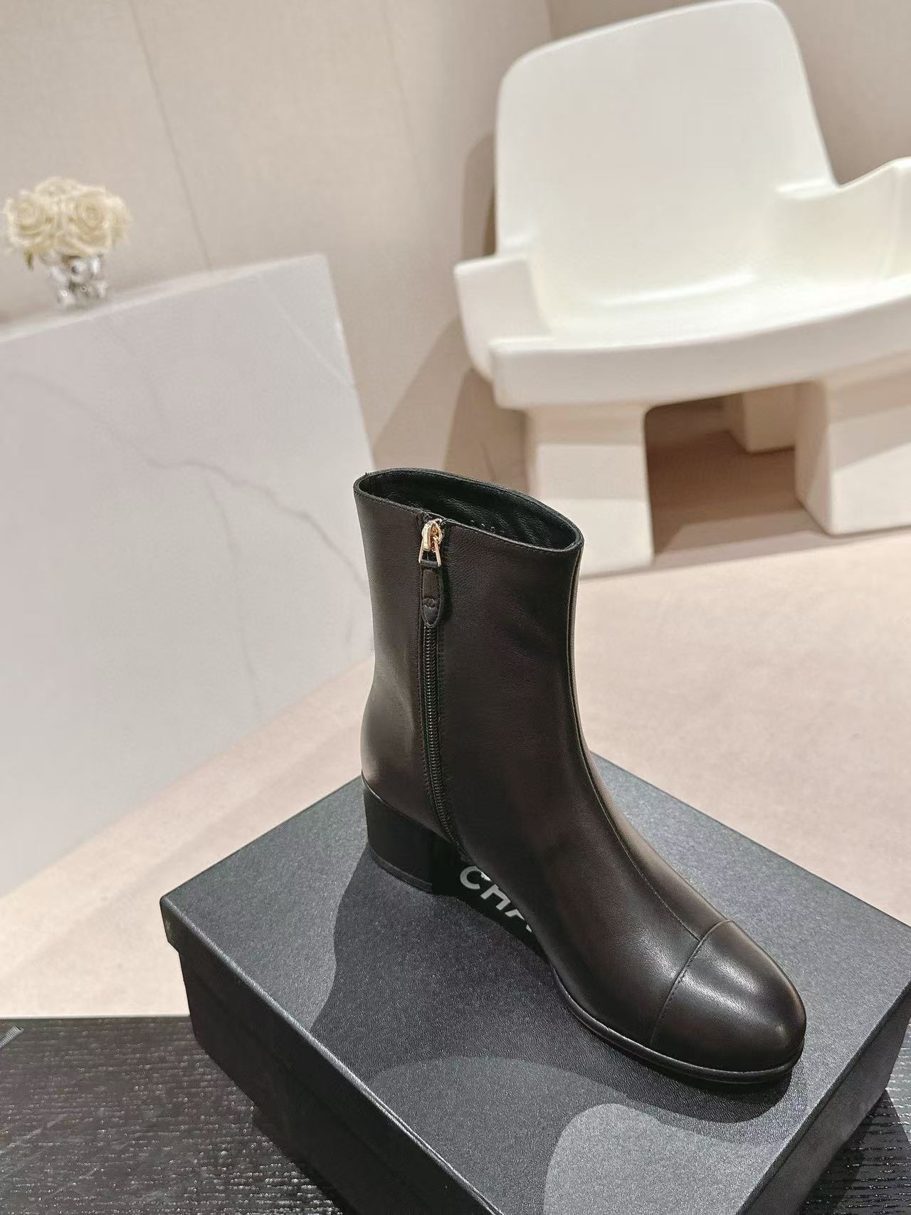 CHANE1 高品質 24B 牛革ローヒールブーツ【50％割引+送料無料】