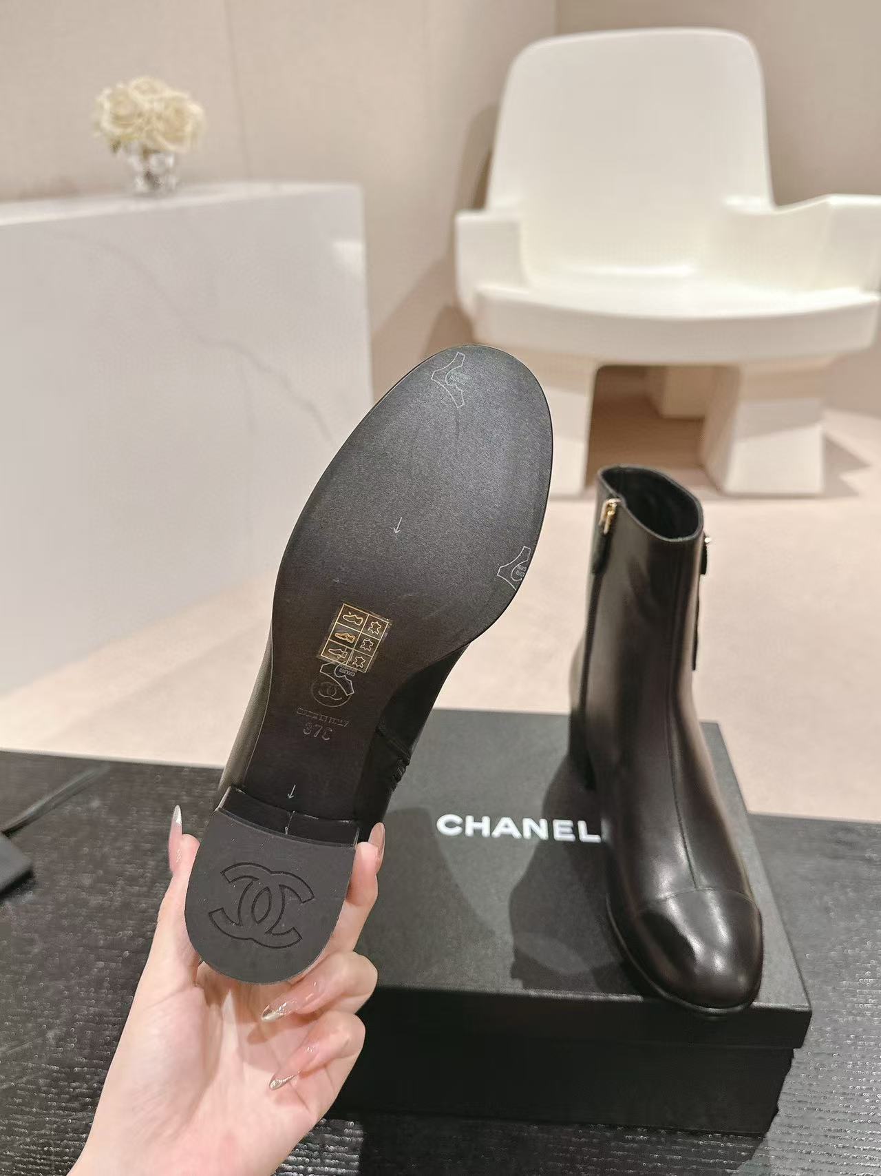 CHANE1 高品質 24B 牛革ローヒールブーツ【50％割引+送料無料】