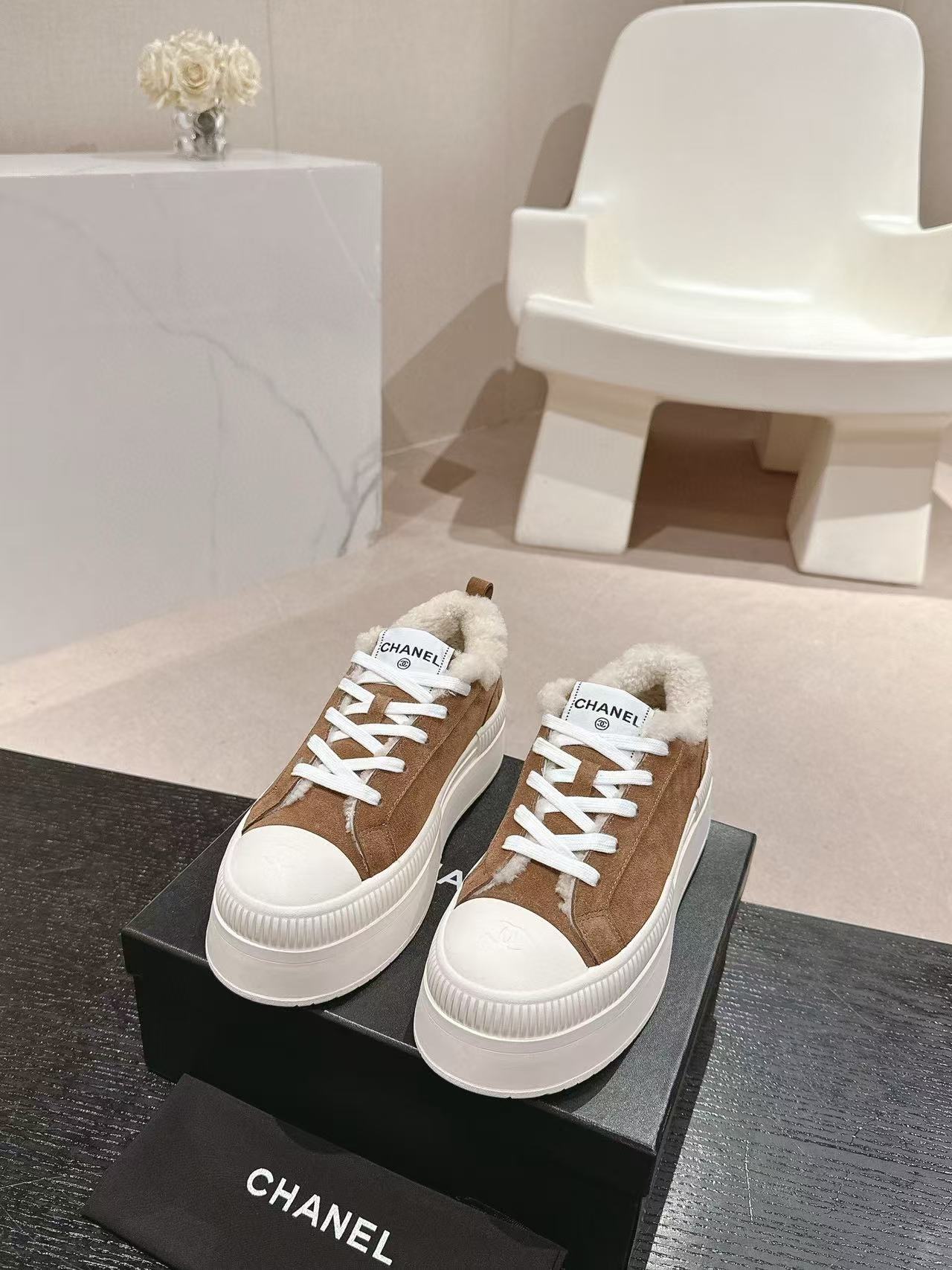 CHANE1 高品質ラムウールプラットフォームシューズ【50％割引+送料無料】