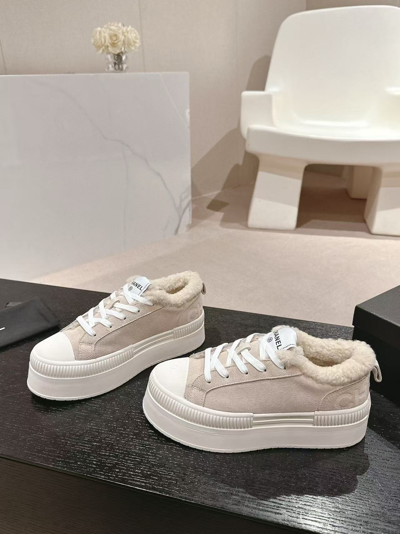 CHANE1 高品質ラムウールプラットフォームシューズ【50％割引+送料無料】