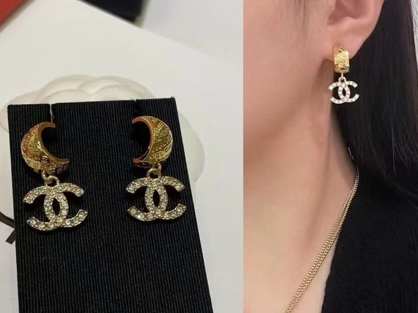 CHANE1 ダブルC ダイヤモンド イヤリング【50％割引+送料無料】