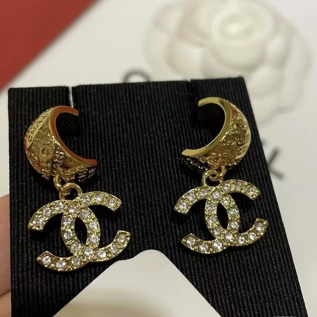 CHANE1 ダブルC ダイヤモンド イヤリング【50％割引+送料無料】