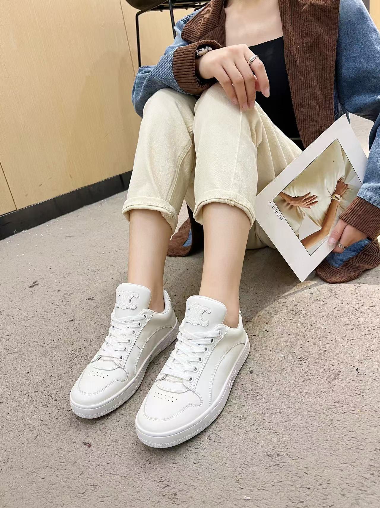 CEL1NE 高品質レースアップホワイトシューズ【50％割引+送料無料】