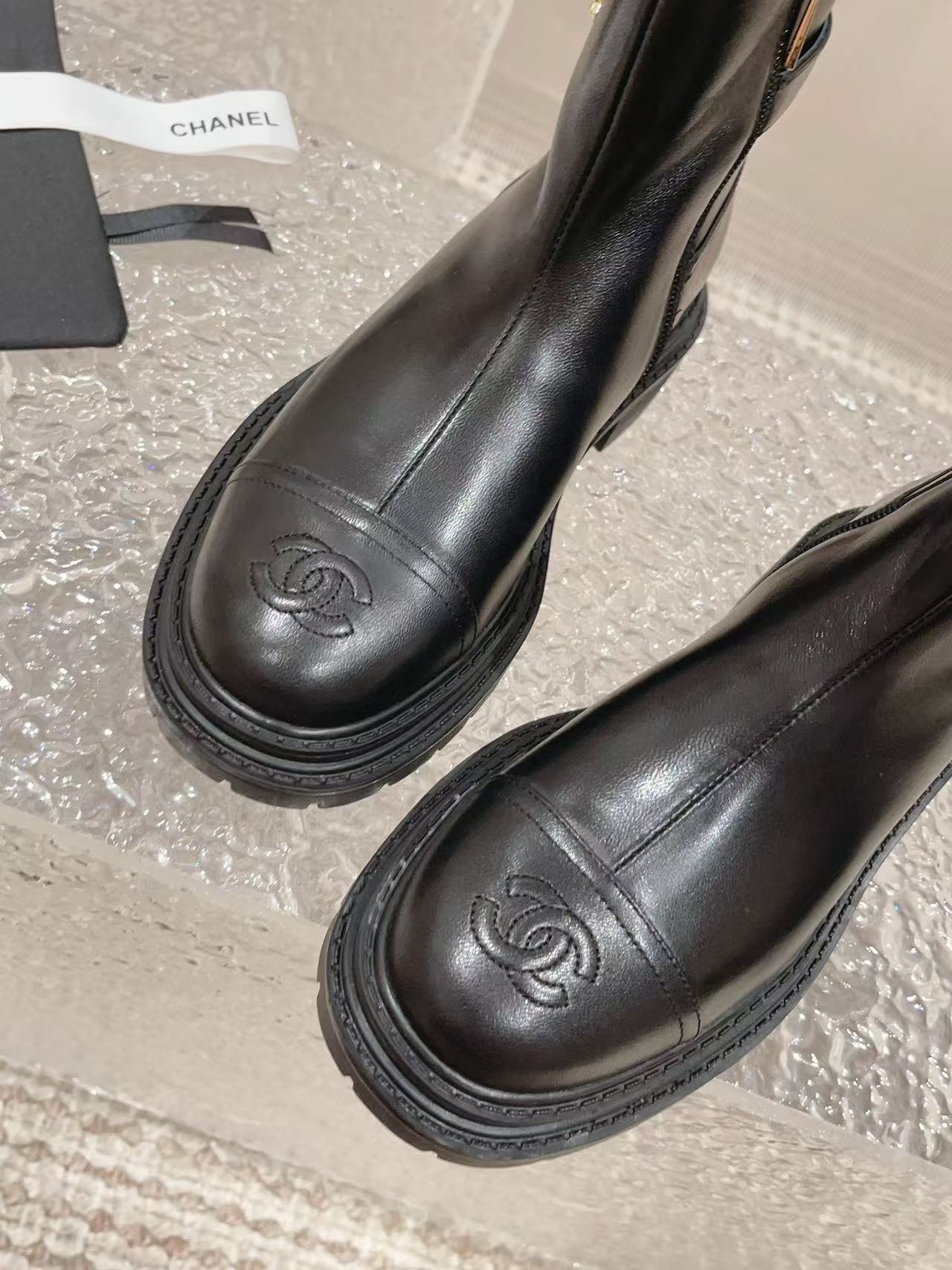 CHANE1 上質ジッパーカラーブロックシープスキンショートブーツ【50％割引+送料無料】