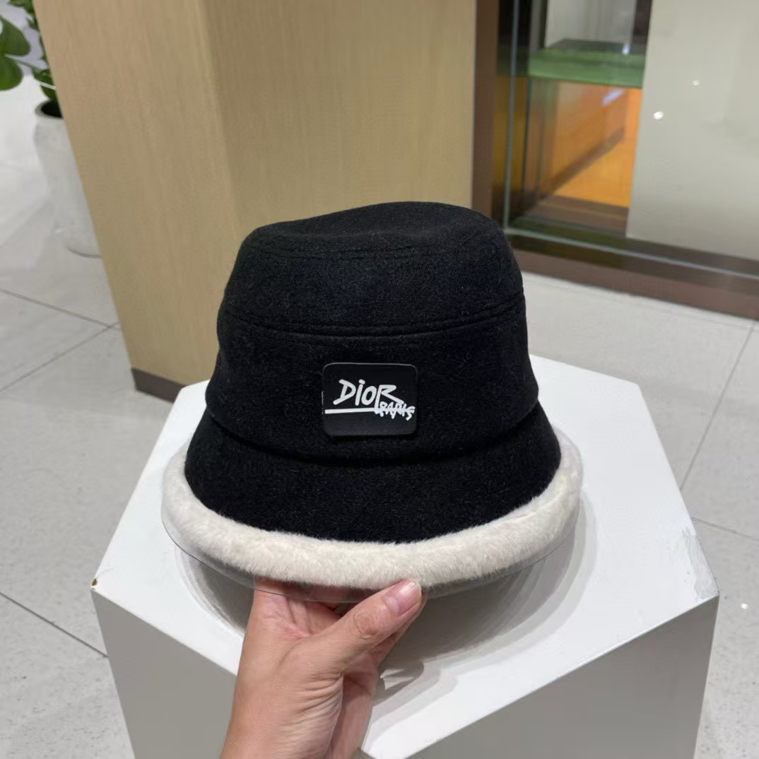 DI0R プラッシュ カラーブロック バケット ハット【50％割引+送料無料】