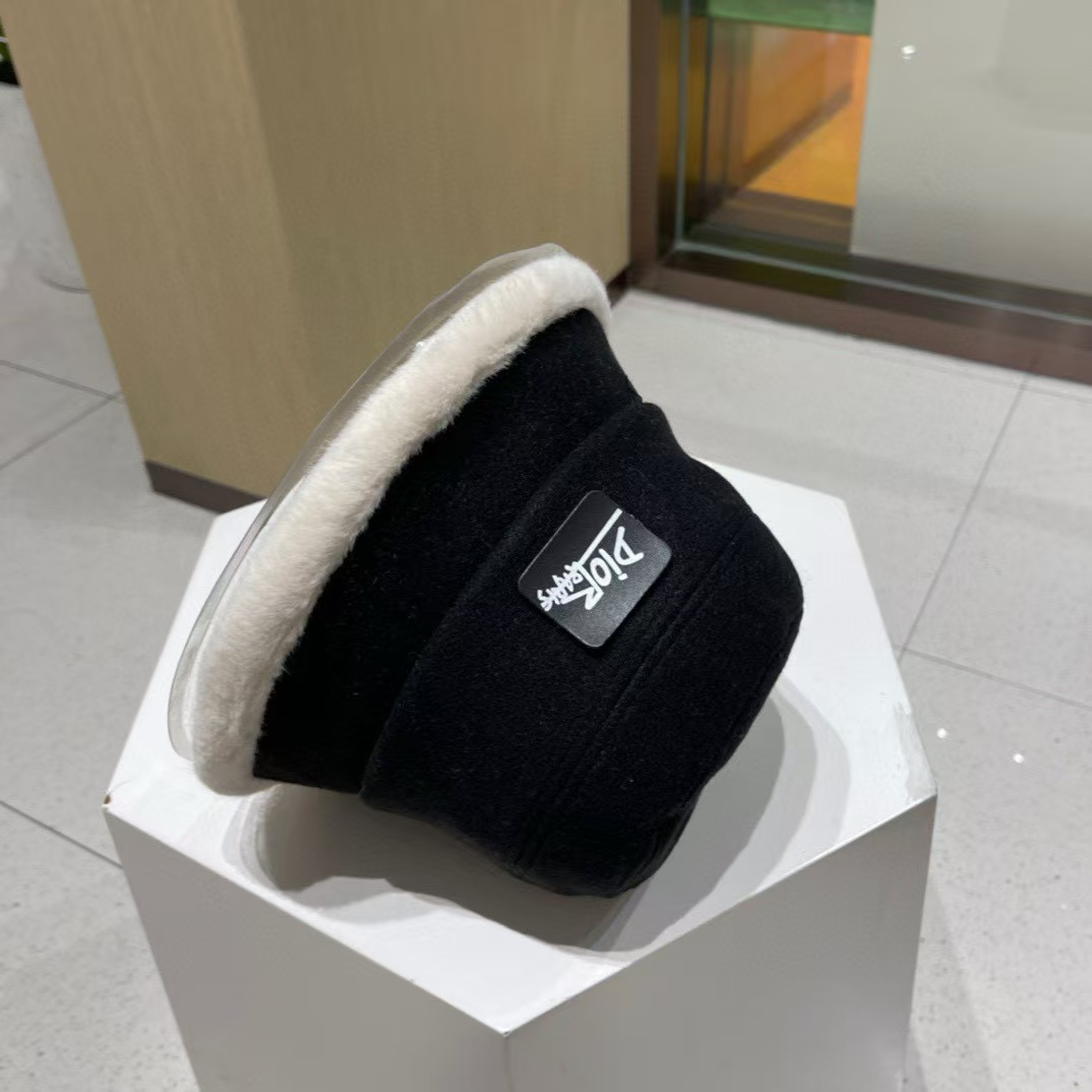 DI0R プラッシュ カラーブロック バケット ハット【50％割引+送料無料】