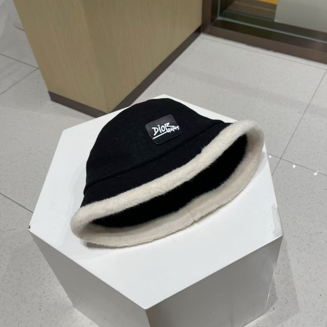 DI0R プラッシュ カラーブロック バケット ハット【50％割引+送料無料】