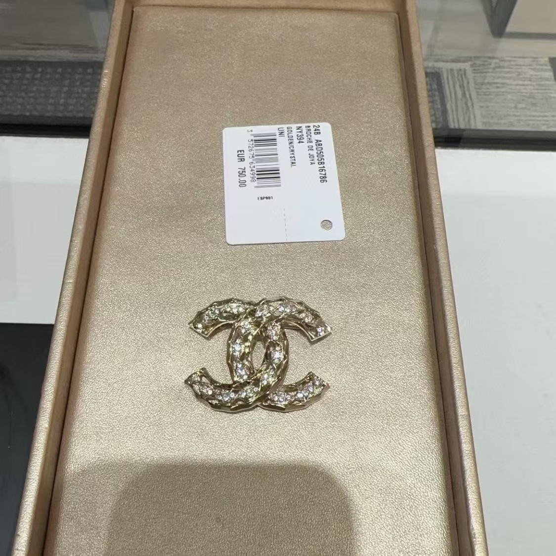 CHANE1 中空ラインストーン ダブル C ブローチ【50％割引+送料無料】