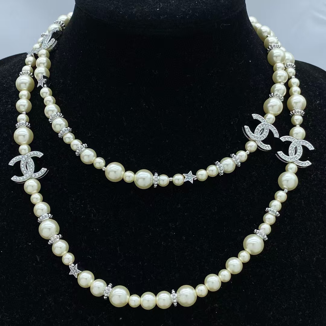 CHANE1 二層パール五芒星ネックレス【50％割引+送料無料】