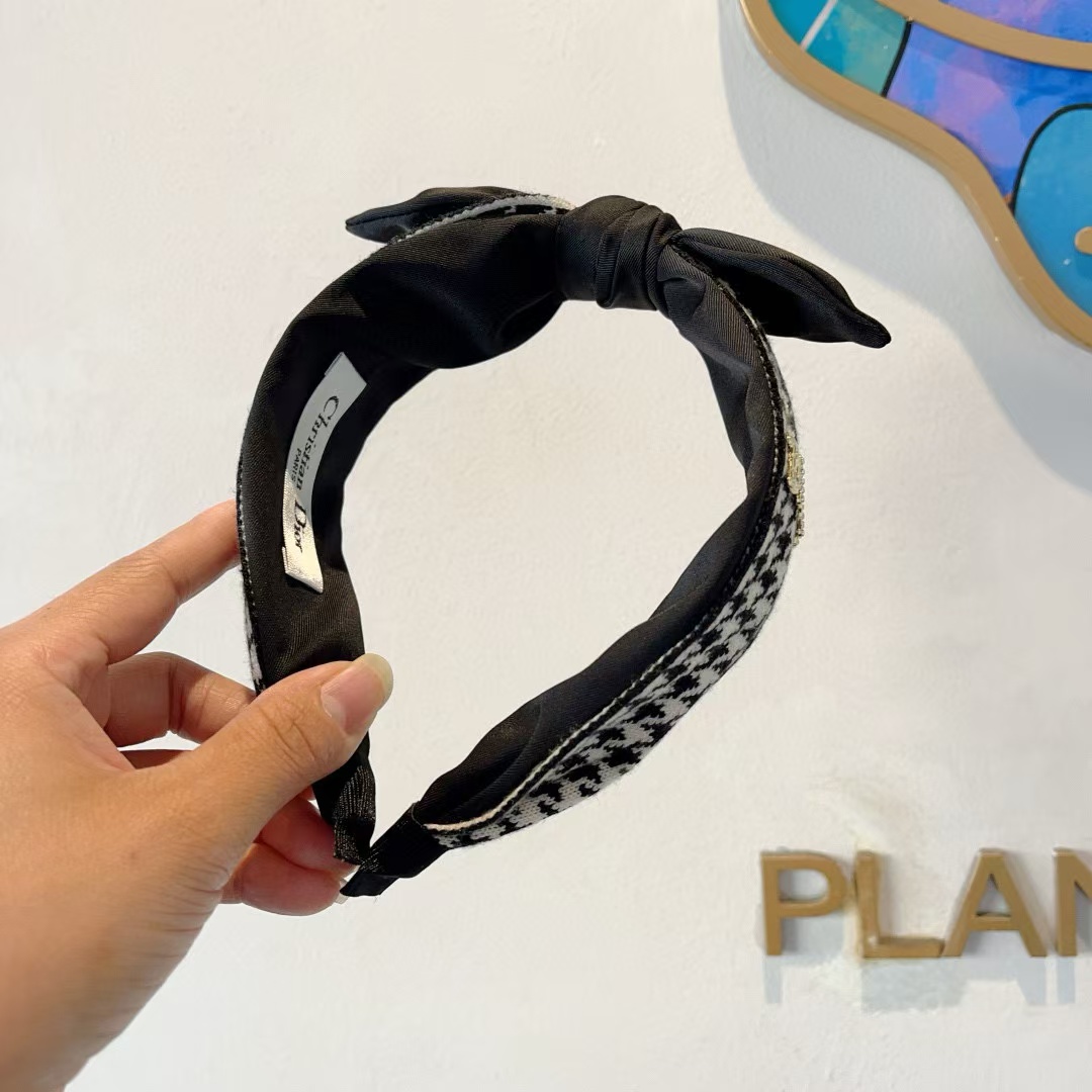 DI0R 千鳥格子ボウヘッドバンド【50％割引+送料無料】