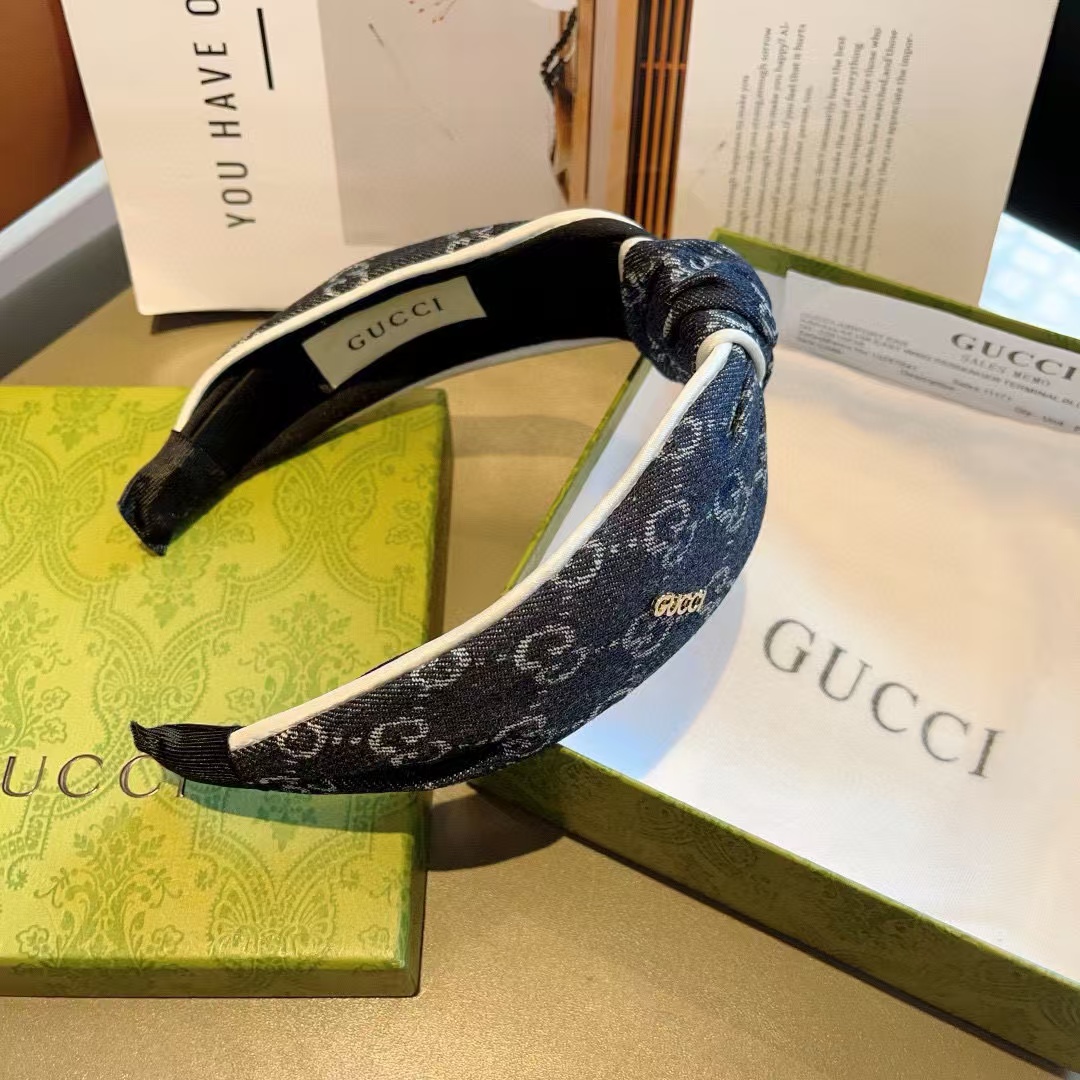 GUCC1 ジャガードデニムヘッドバンド【50％割引+送料無料】