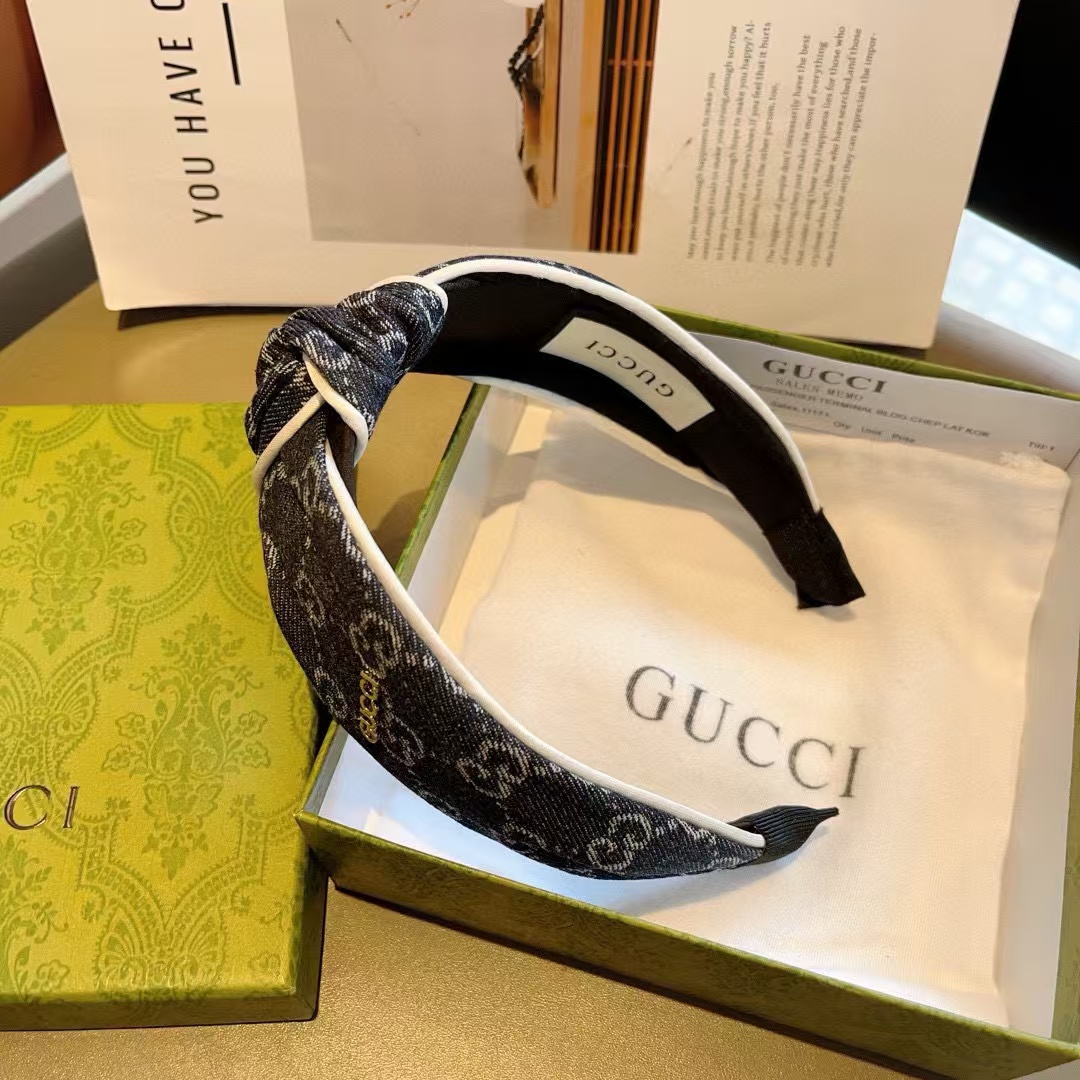 GUCC1 ジャガードデニムヘッドバンド【50％割引+送料無料】