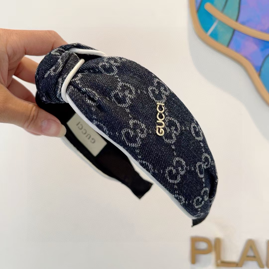 GUCC1 ジャガードデニムヘッドバンド【50％割引+送料無料】