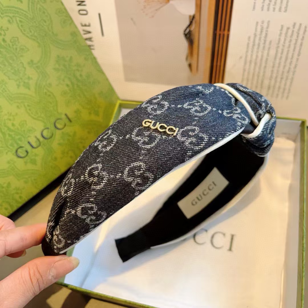 GUCC1 ジャガードデニムヘッドバンド【50％割引+送料無料】