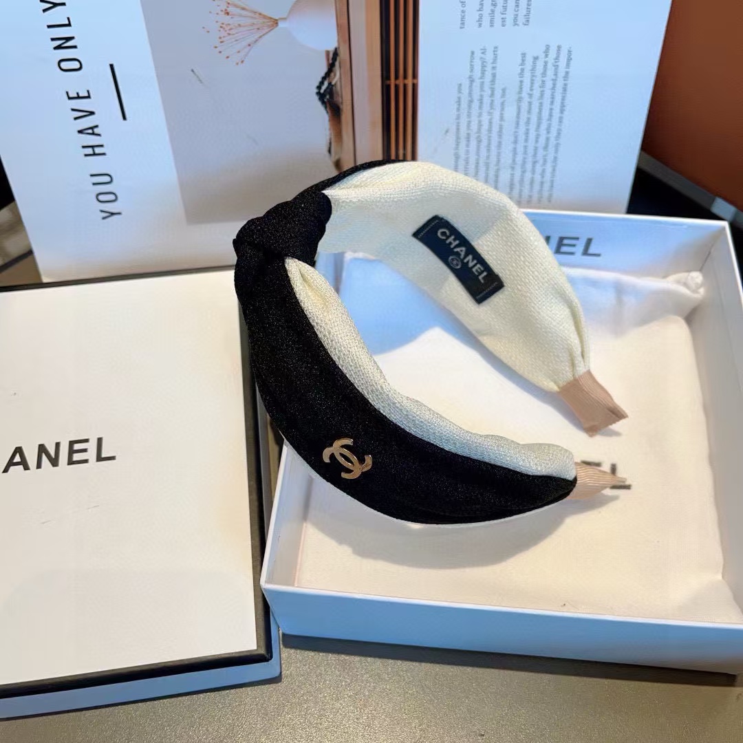 CHANE1 ダブル C ロゴつば広ヘッドバンド【50％割引+送料無料】