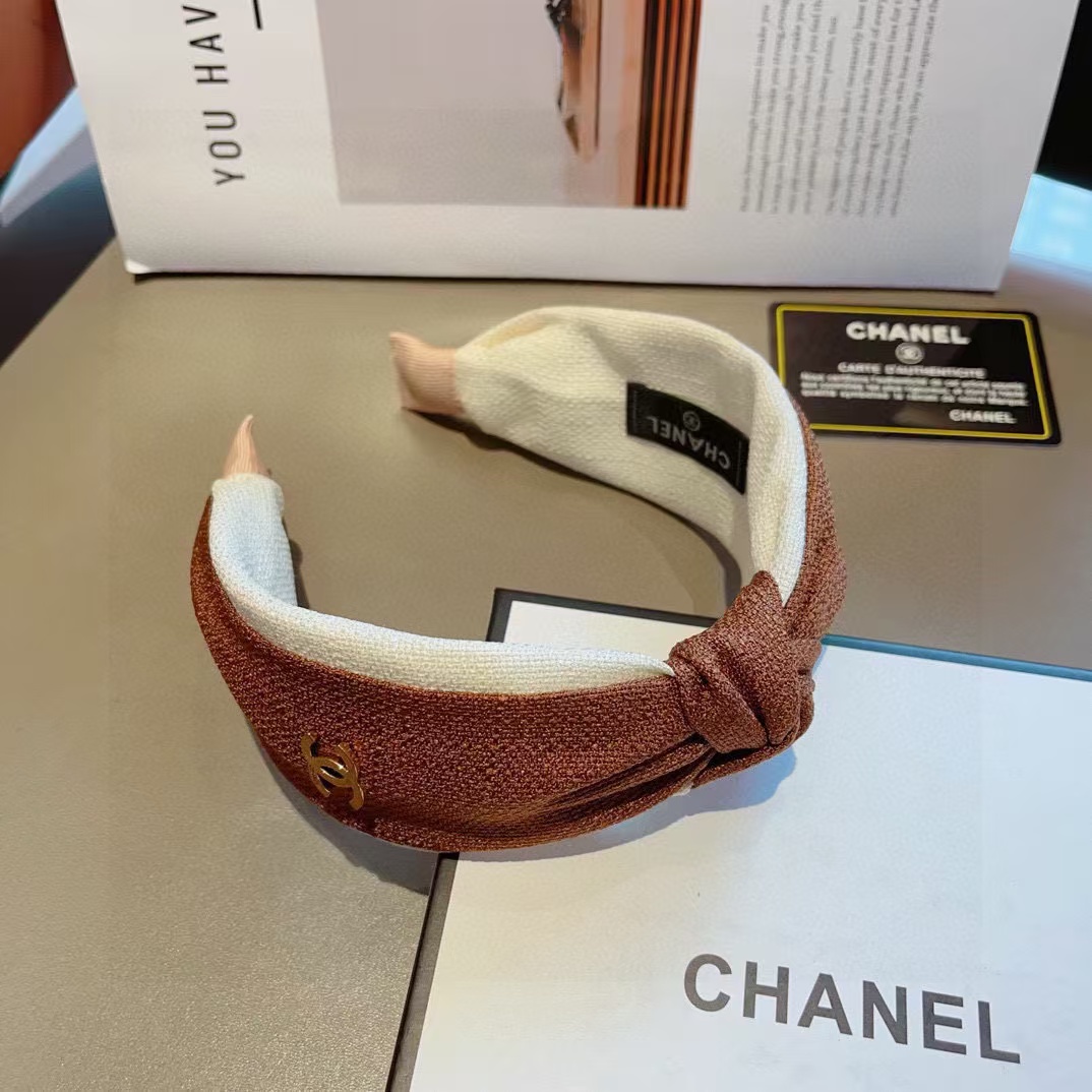 CHANE1 ダブル C ロゴつば広ヘッドバンド【50％割引+送料無料】