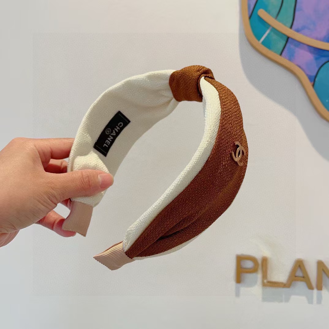 CHANE1 ダブル C ロゴつば広ヘッドバンド【50％割引+送料無料】