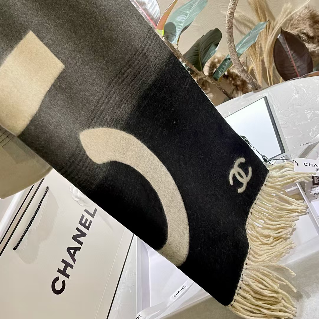 CHANE1 グラデーションタッセルカシミヤスカーフ【50％割引+送料無料】