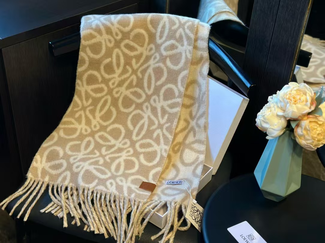 L0WEW フリンジ付きカシミヤスカーフ【50％割引+送料無料】