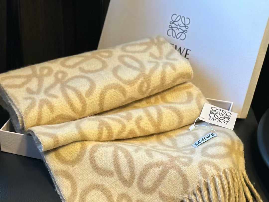 L0WEW フリンジ付きカシミヤスカーフ【50％割引+送料無料】