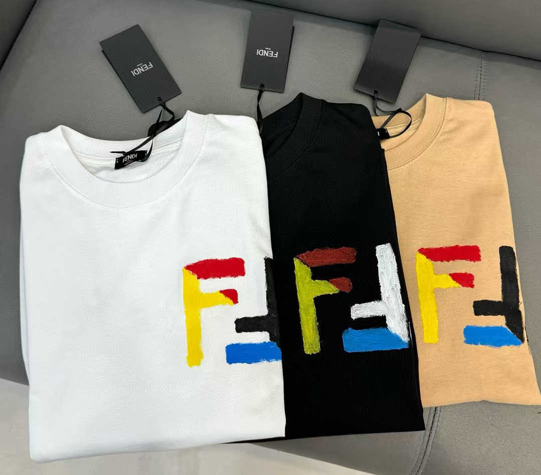 FEND1 シンプルダブルFカラーレタープリントグラフィックTシャツ【50％割引+送料無料】