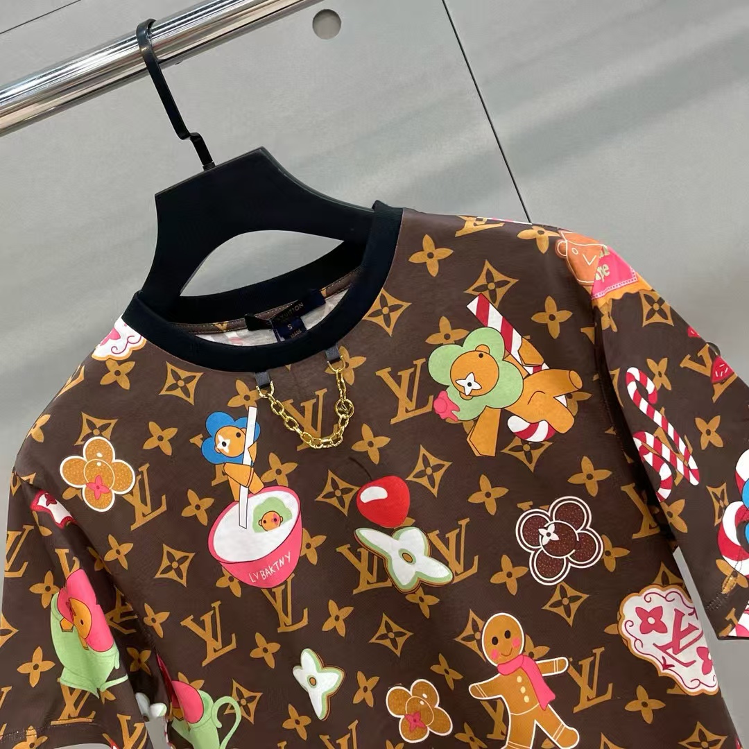 LV チェーン老眼柄 Tシャツ【50％割引+送料無料】