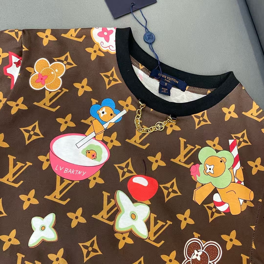 LV チェーン老眼柄 Tシャツ【50％割引+送料無料】