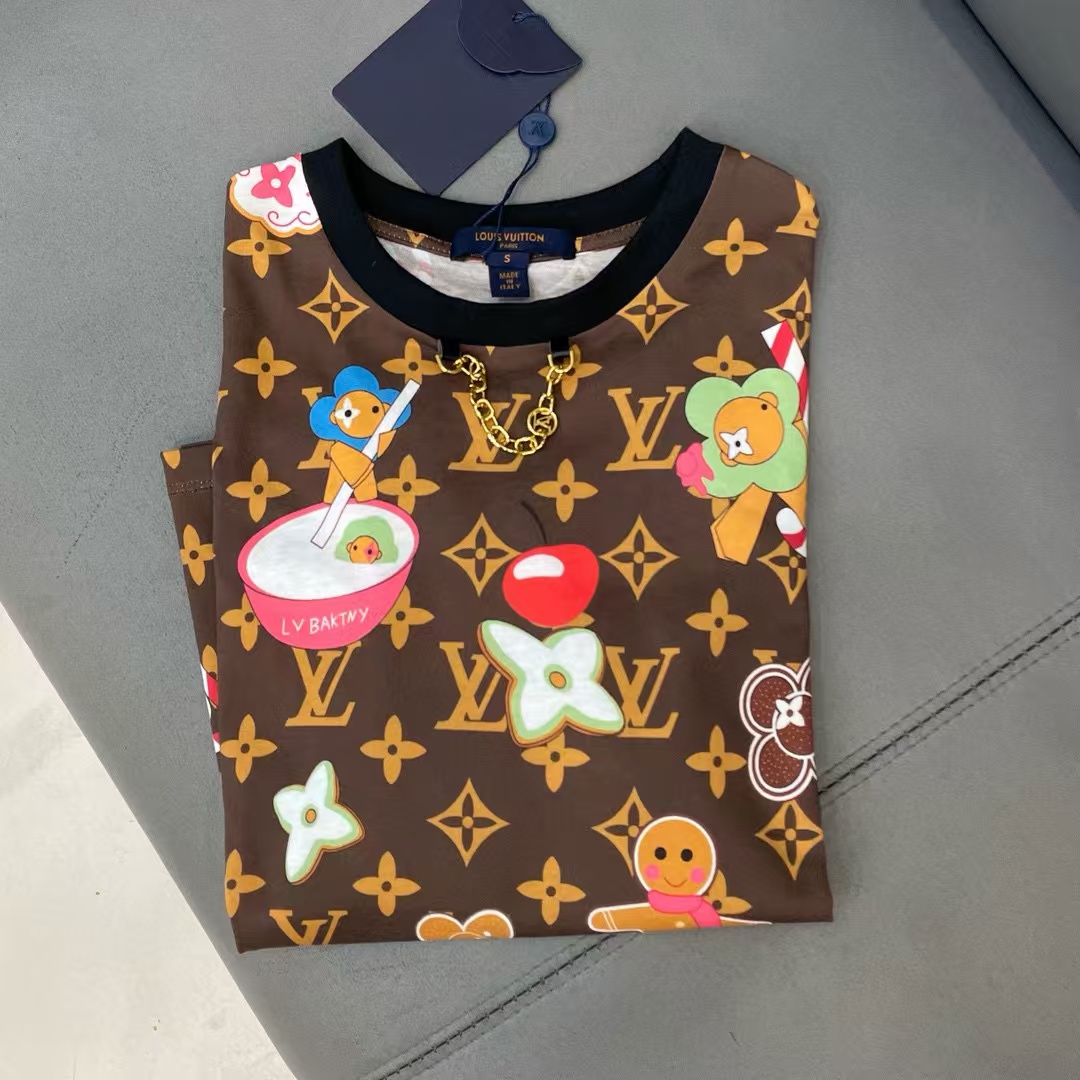 LV チェーン老眼柄 Tシャツ【50％割引+送料無料】