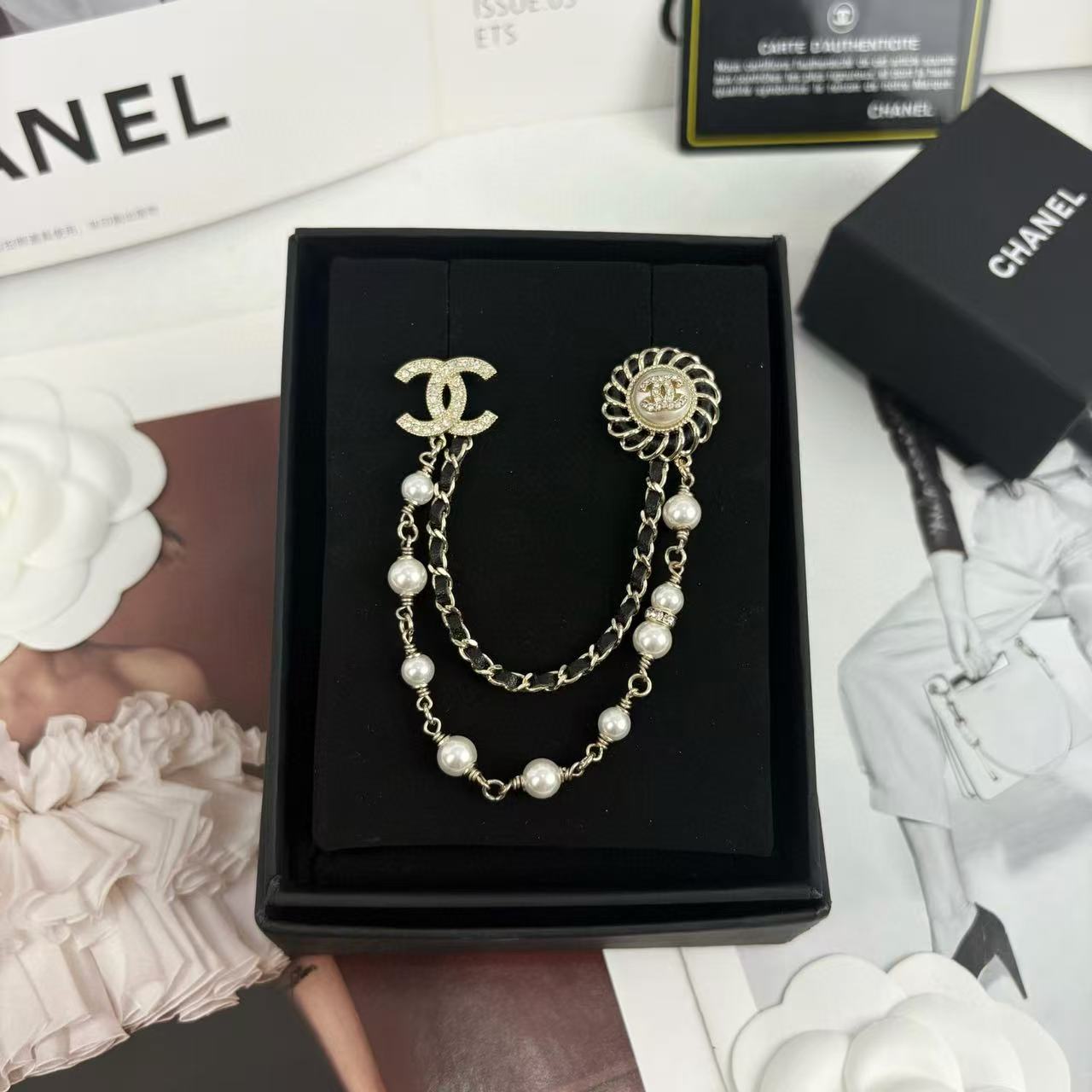 CHANE1 パールリンクブローチ【50％割引+送料無料】