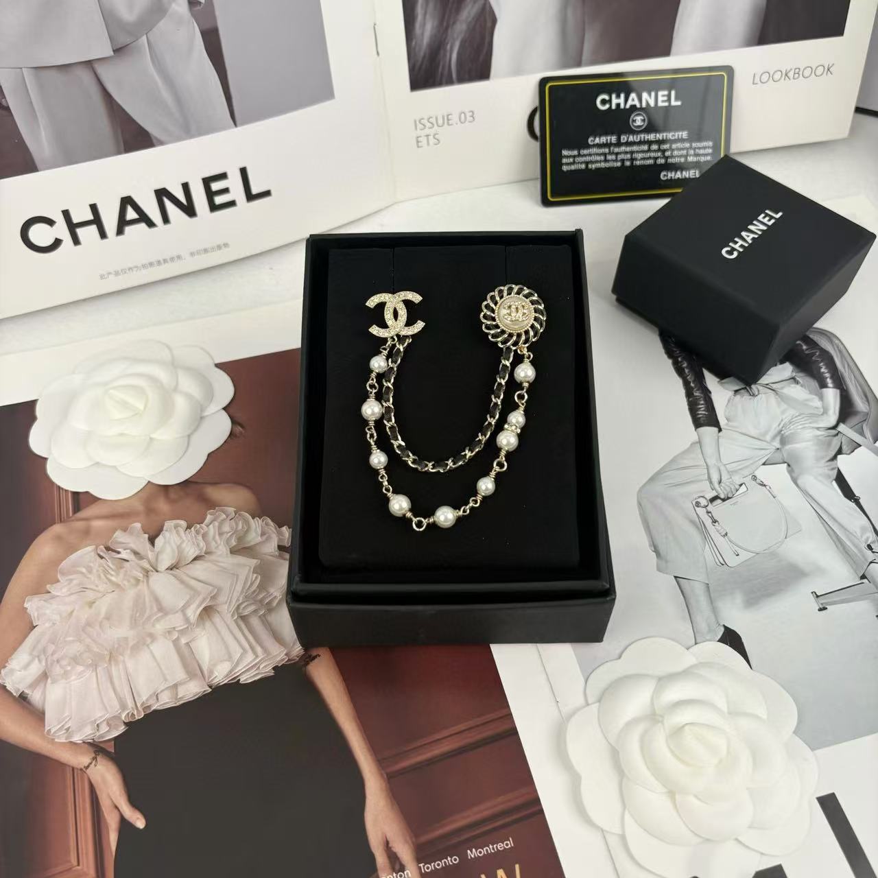 CHANE1 パールリンクブローチ【50％割引+送料無料】