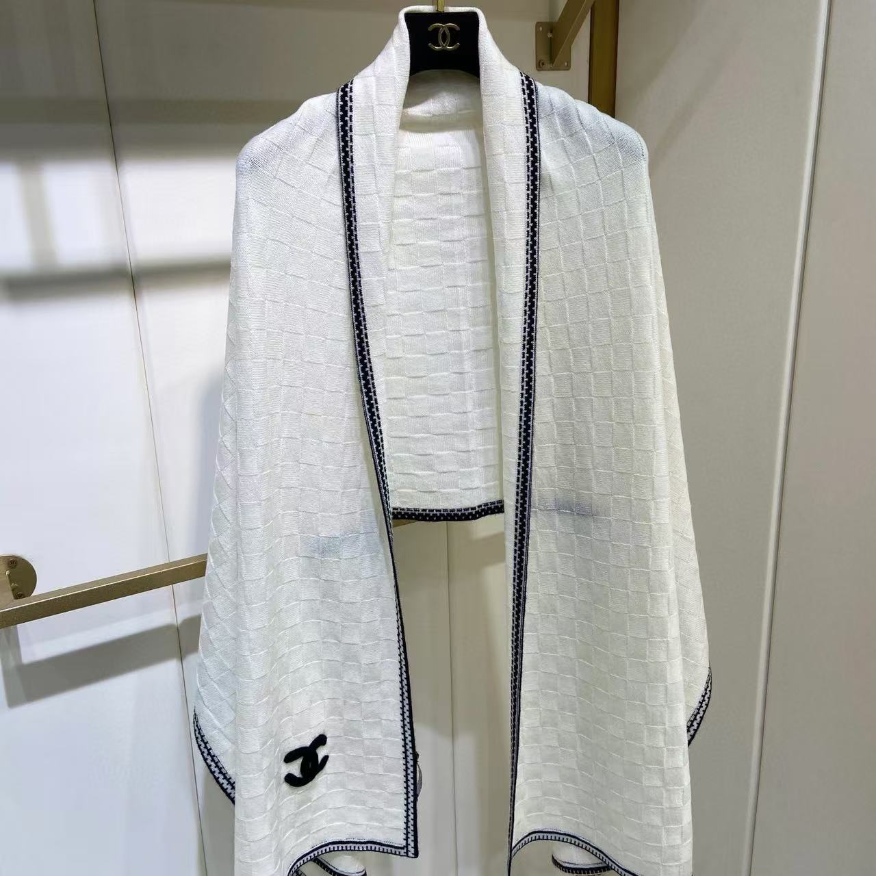 CHANE1 チェッカーボード ウール ショール【50％割引+送料無料】