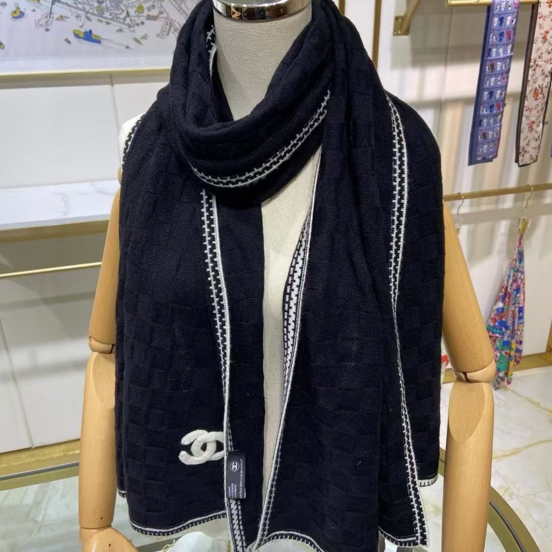 CHANE1 チェッカーボード ウール ショール【50％割引+送料無料】