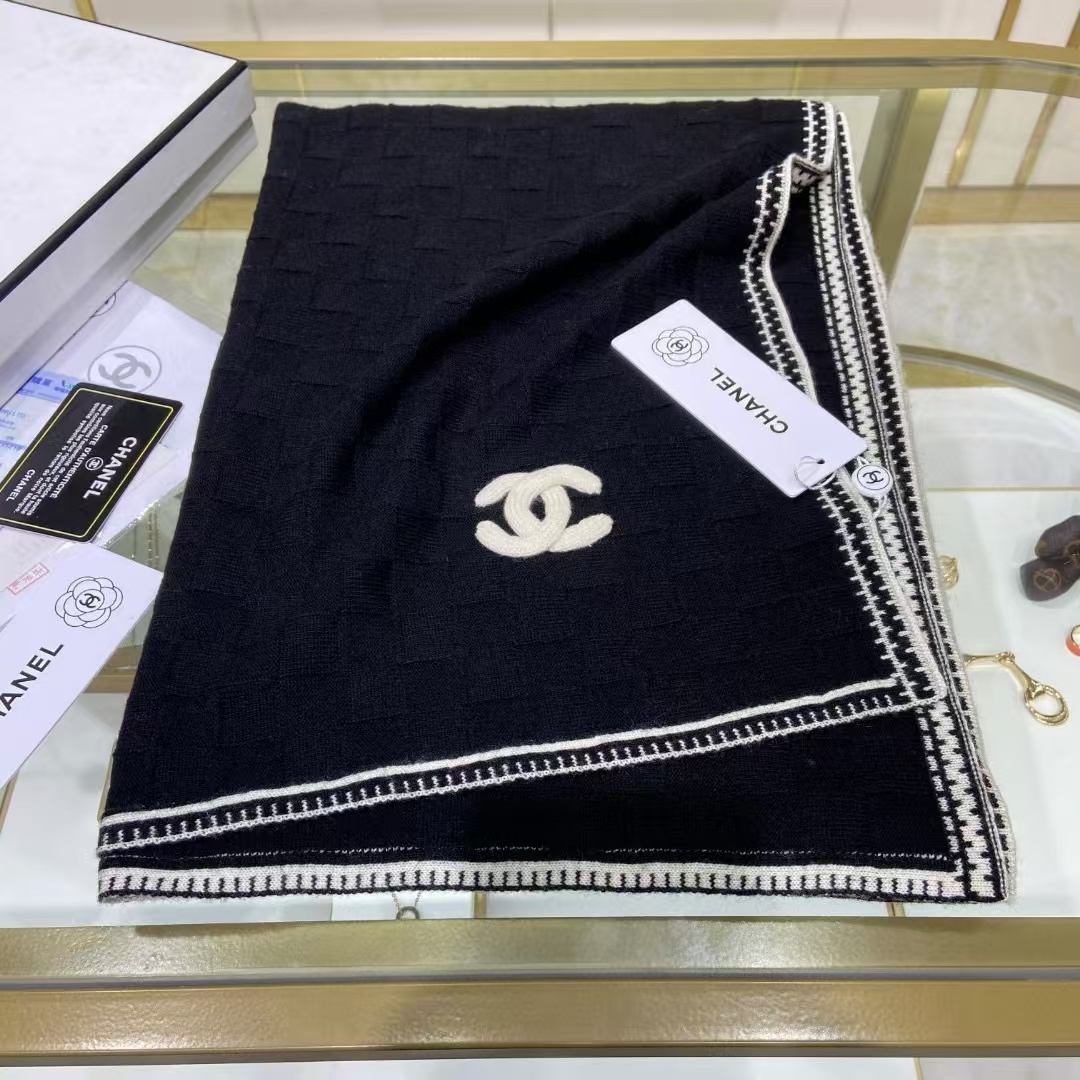 CHANE1 チェッカーボード ウール ショール【50％割引+送料無料】