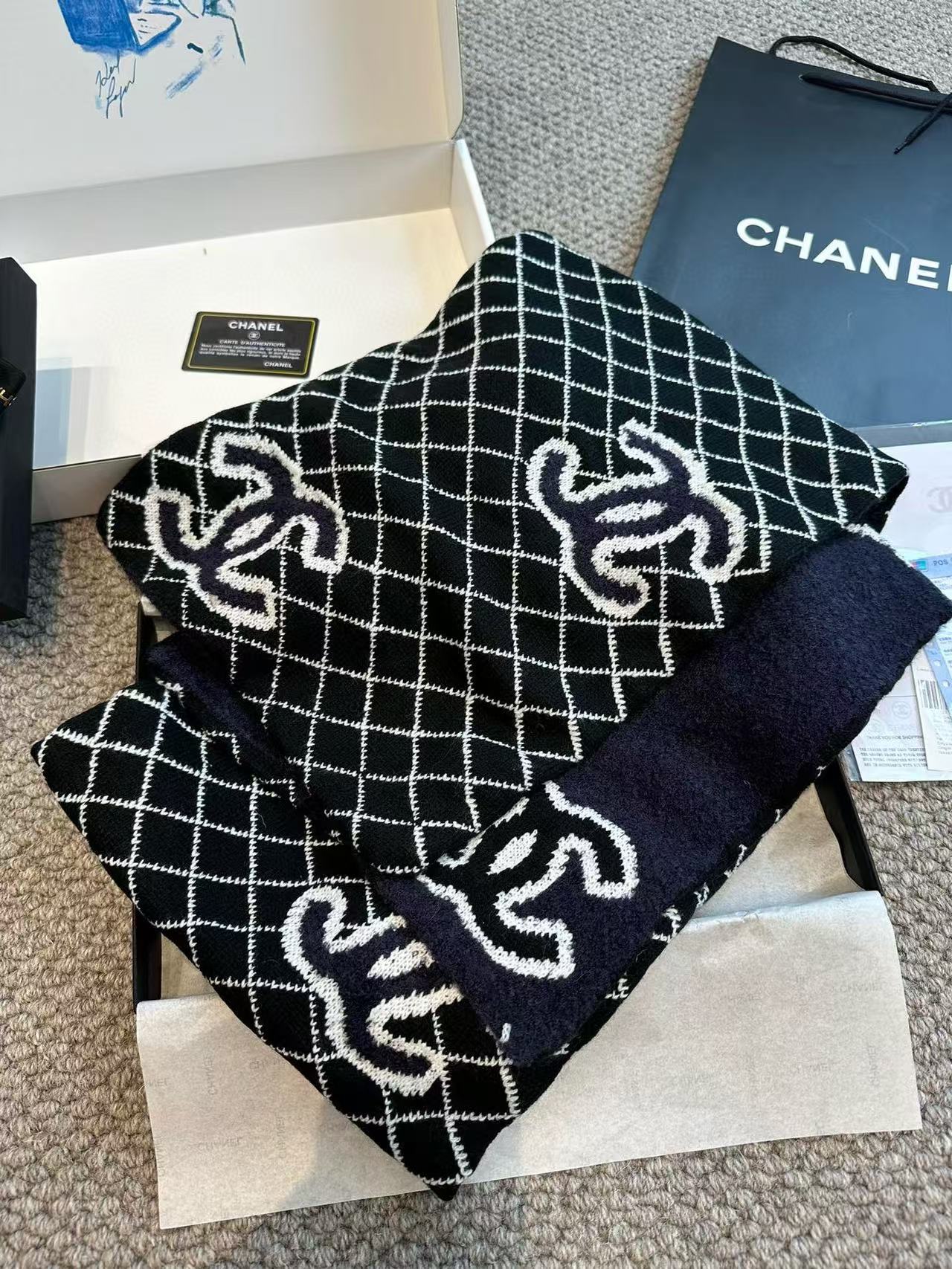 CHANE1 刺繍チェック柄ショール【50％割引+送料無料】