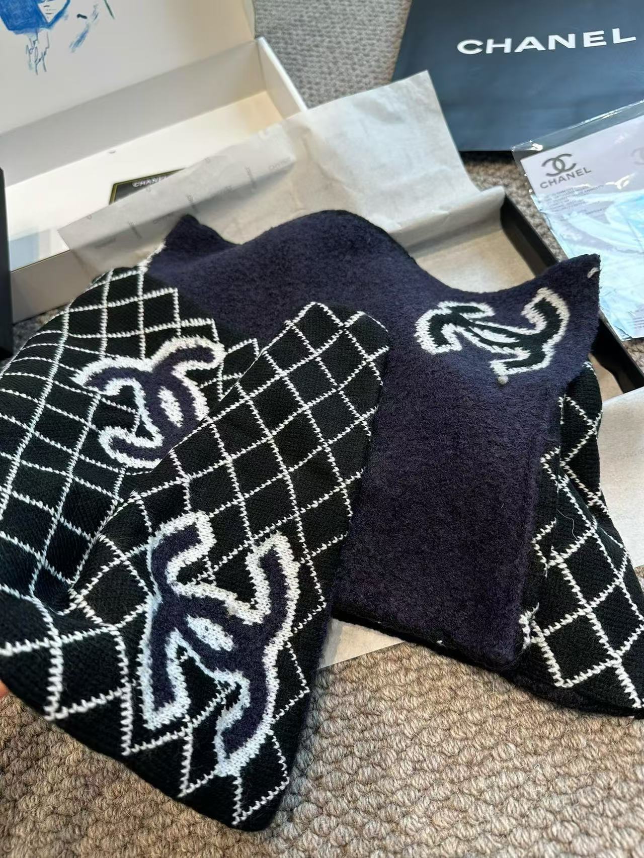 CHANE1 刺繍チェック柄ショール【50％割引+送料無料】