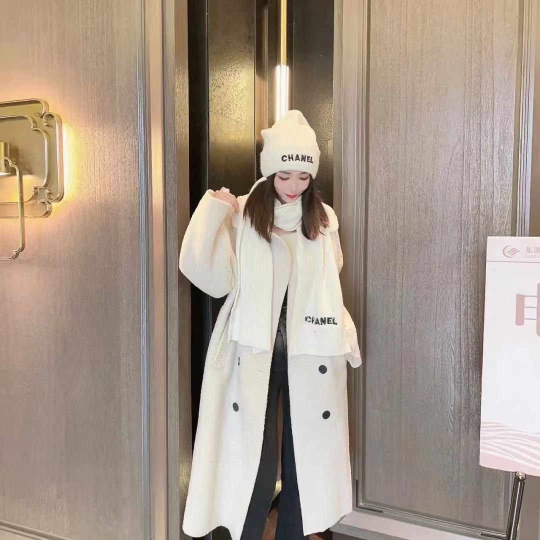 CHANE1 シンプルウール帽子+スカーフ2点セット【50％割引+送料無料】