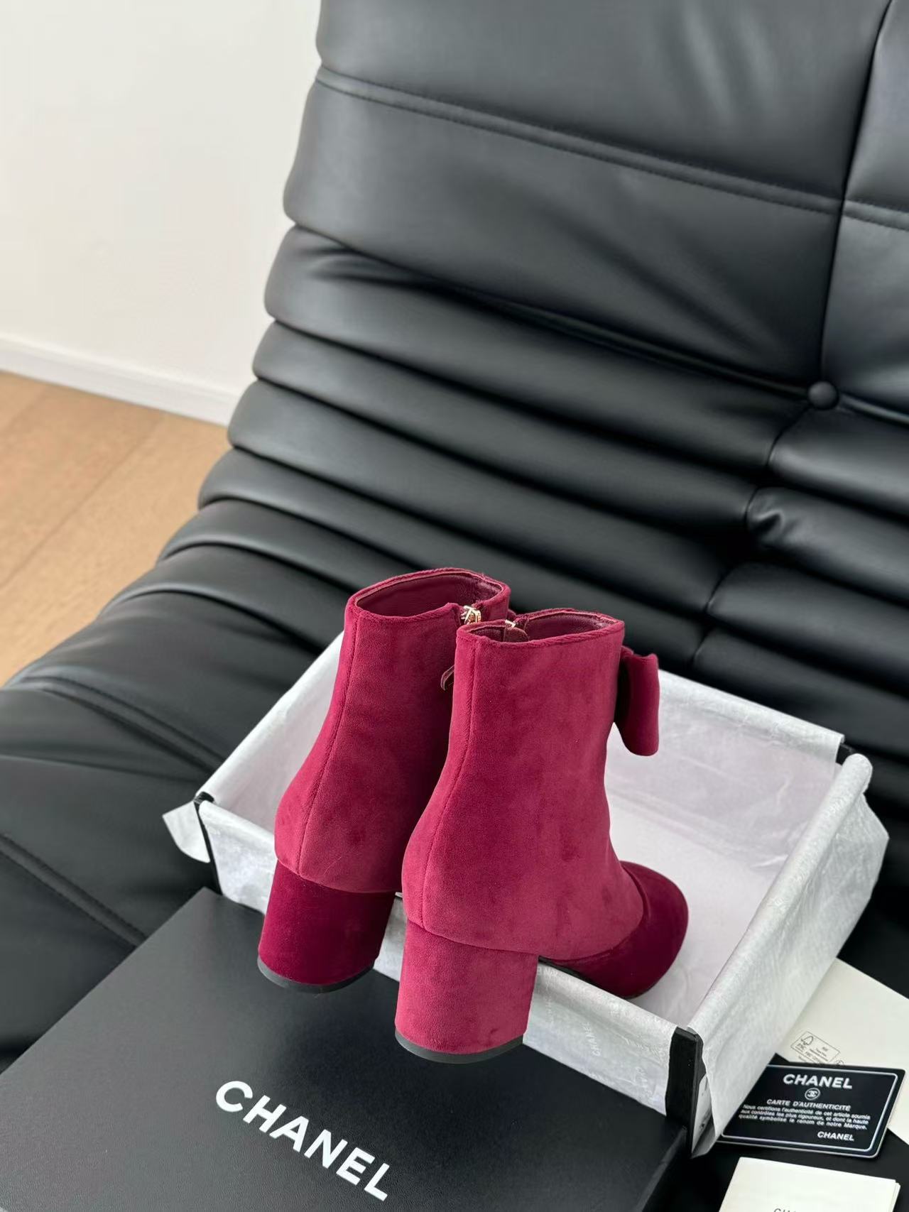 CHANE1 高品質ベルベット ダブルC ショートブーツ【50％割引+送料無料】