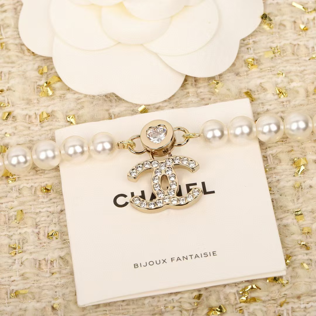 CHANE1 ダブルCロゴパールネックレス【50％割引+送料無料】