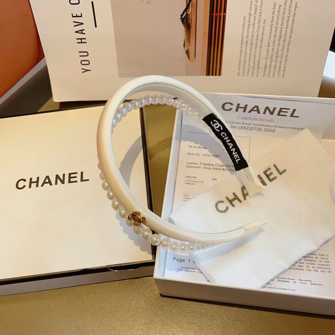 CHANE1 ダブルCロゴパールヘッドバンド【50％割引+送料無料】