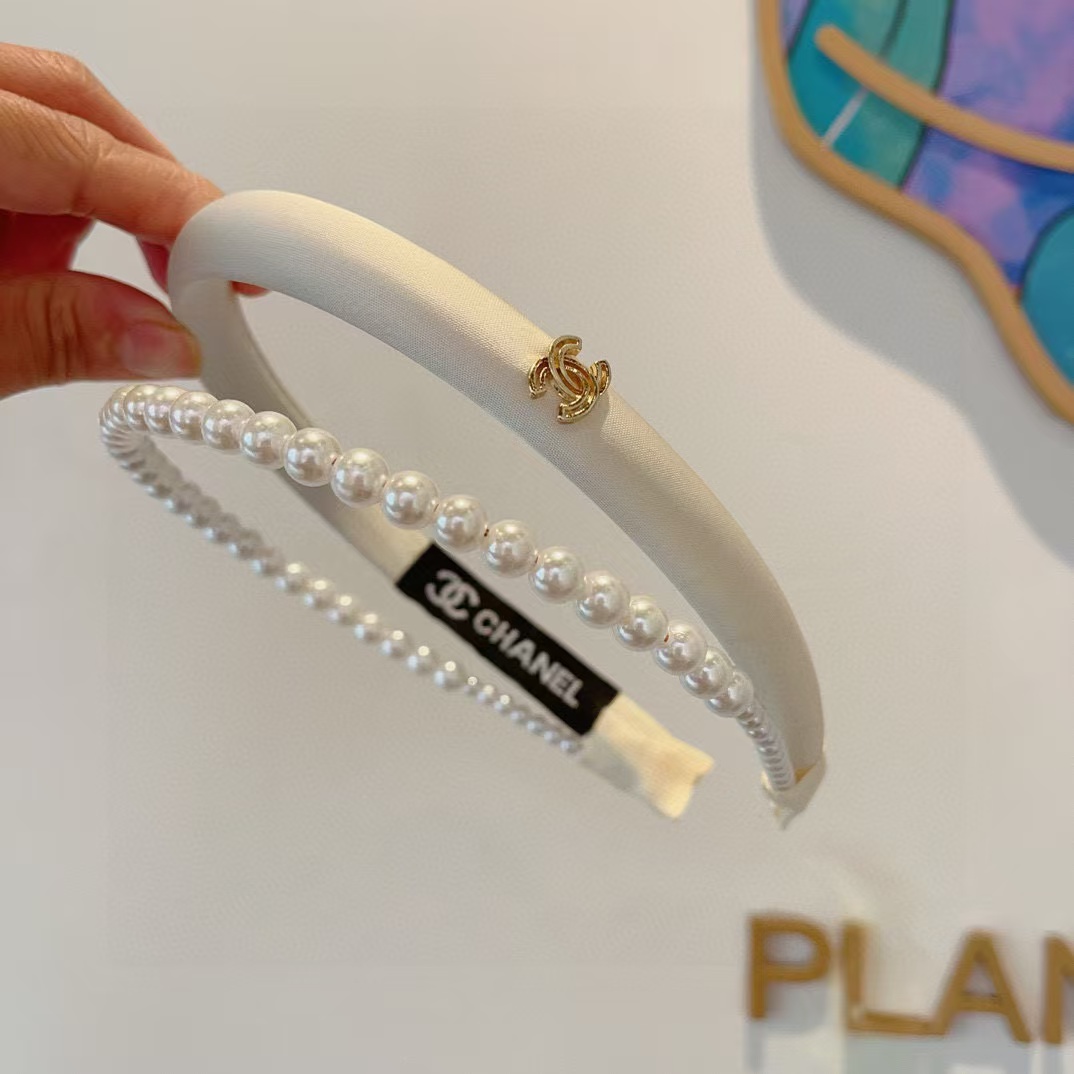 CHANE1 ダブルCロゴパールヘッドバンド【50％割引+送料無料】