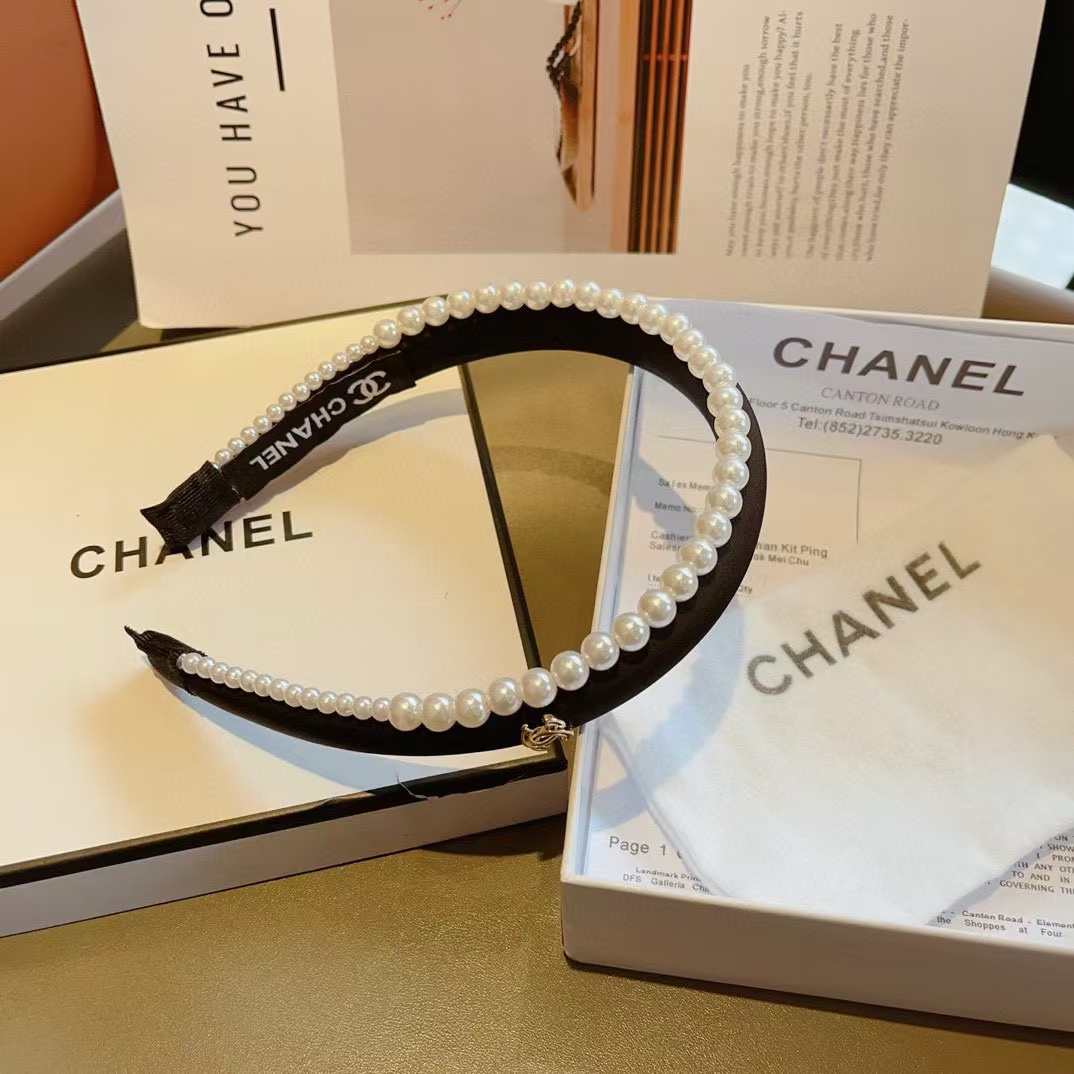 CHANE1 ダブルCロゴパールヘッドバンド【50％割引+送料無料】