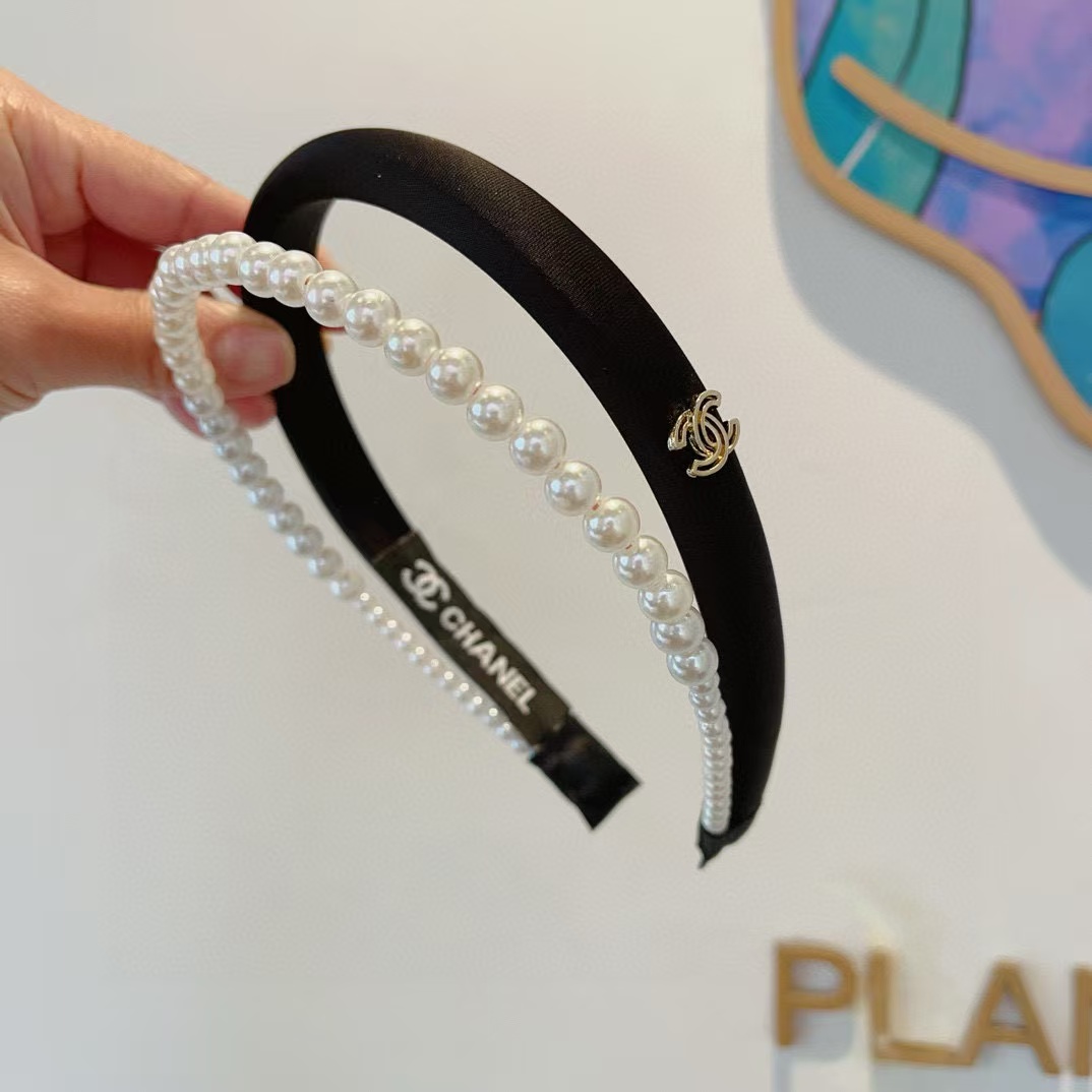 CHANE1 ダブルCロゴパールヘッドバンド【50％割引+送料無料】