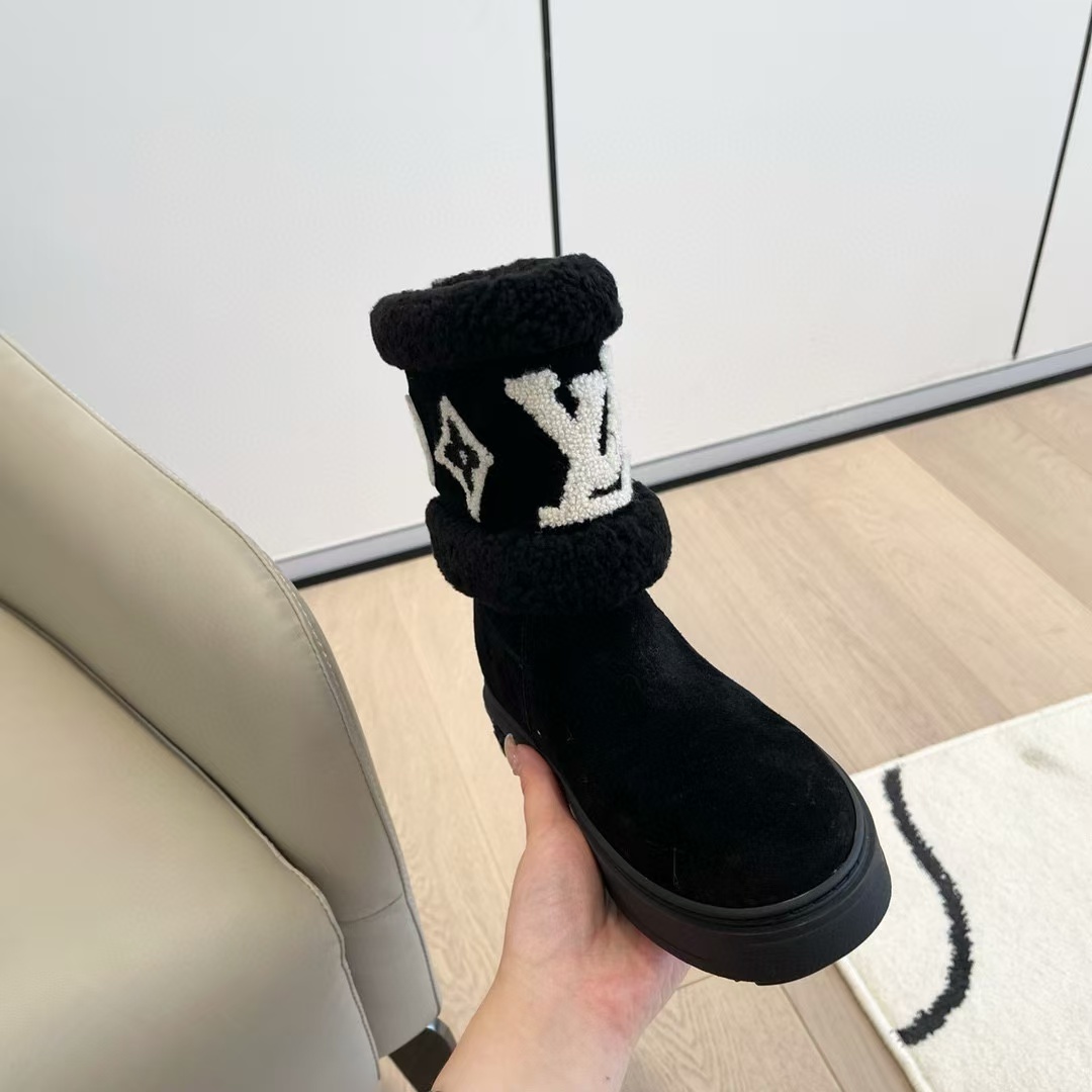 LV高品質ファー一体型スノーブーツ【50％割引+送料無料】