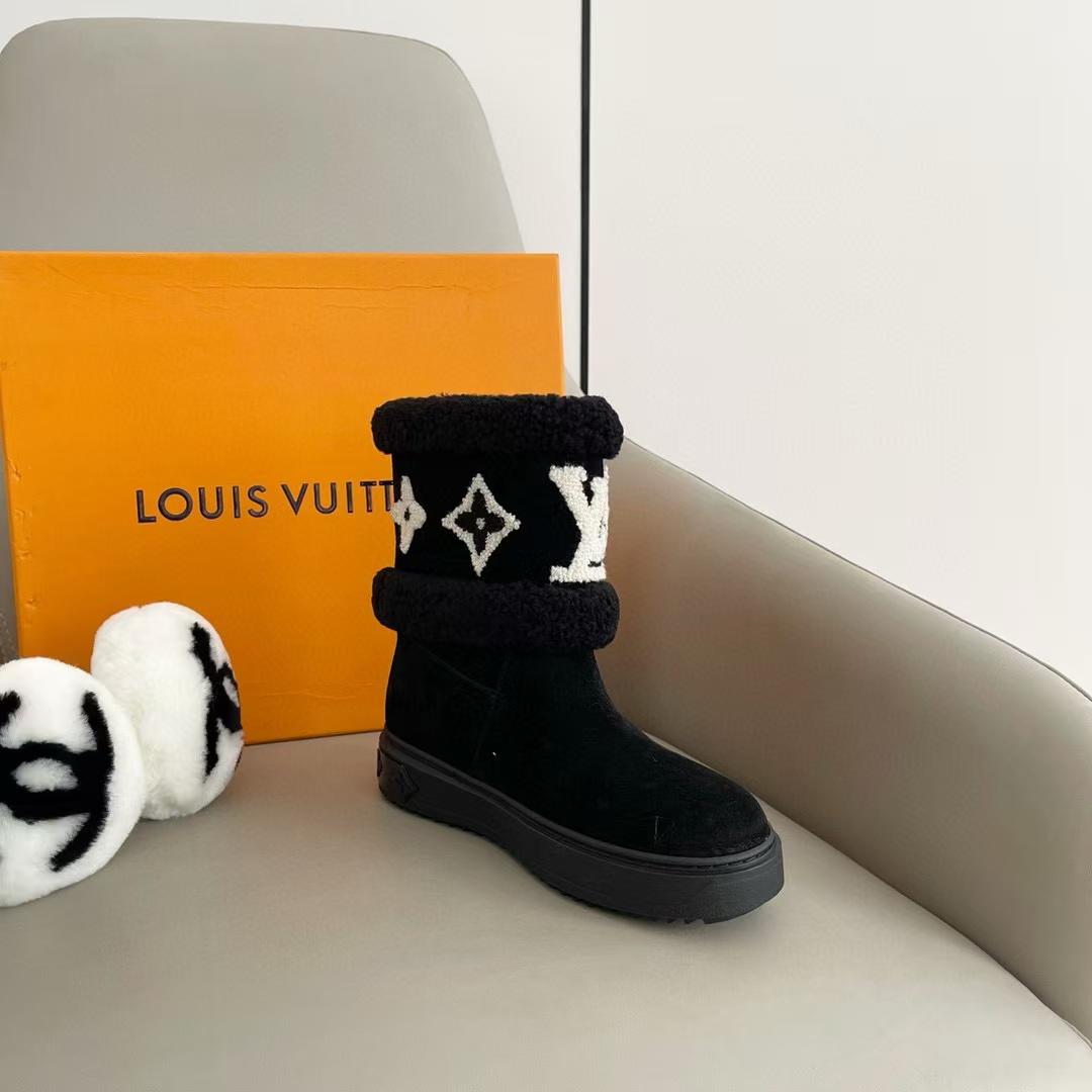 LV高品質ファー一体型スノーブーツ【50％割引+送料無料】