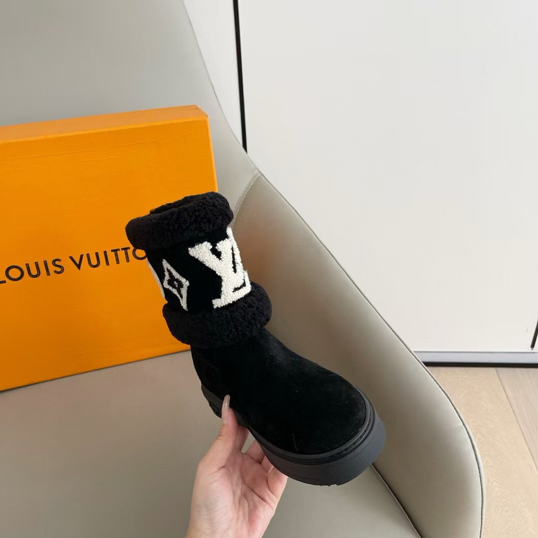 LV高品質ファー一体型スノーブーツ【50％割引+送料無料】